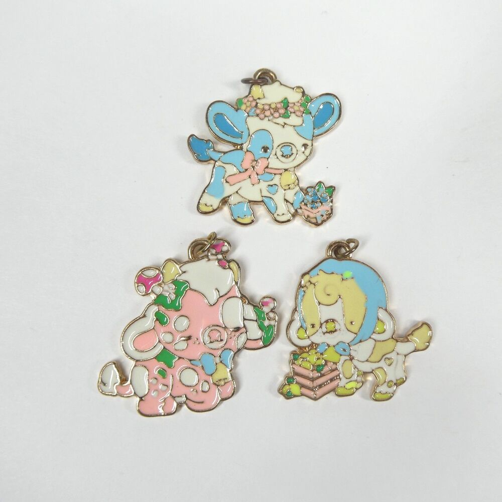 Bright Bat Design - Pastel Cow Charms Set of 3 Enamel